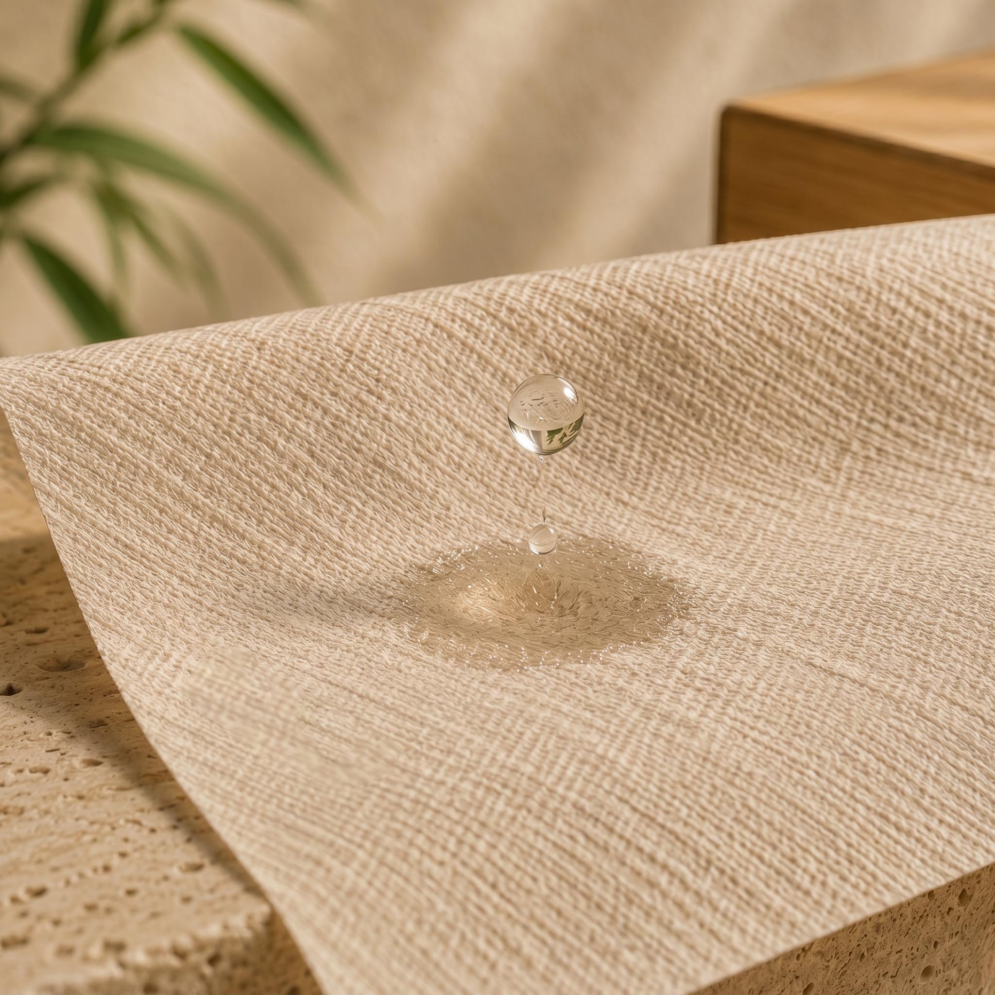Premium flat lay image of unwhitened tan tissues on a dark, textured stone surface with artistic shadows.