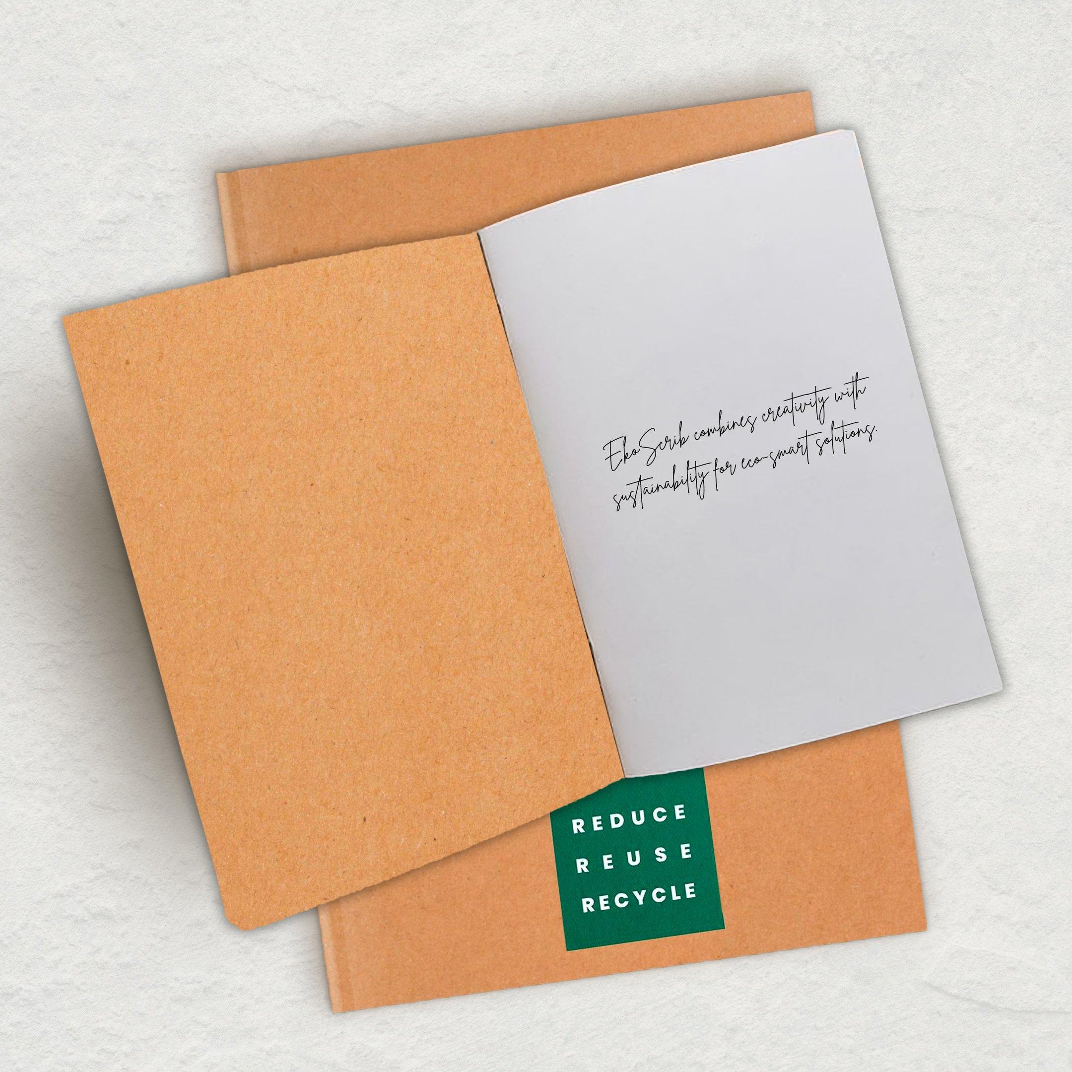 Kraft cover notebooks with recycled pages