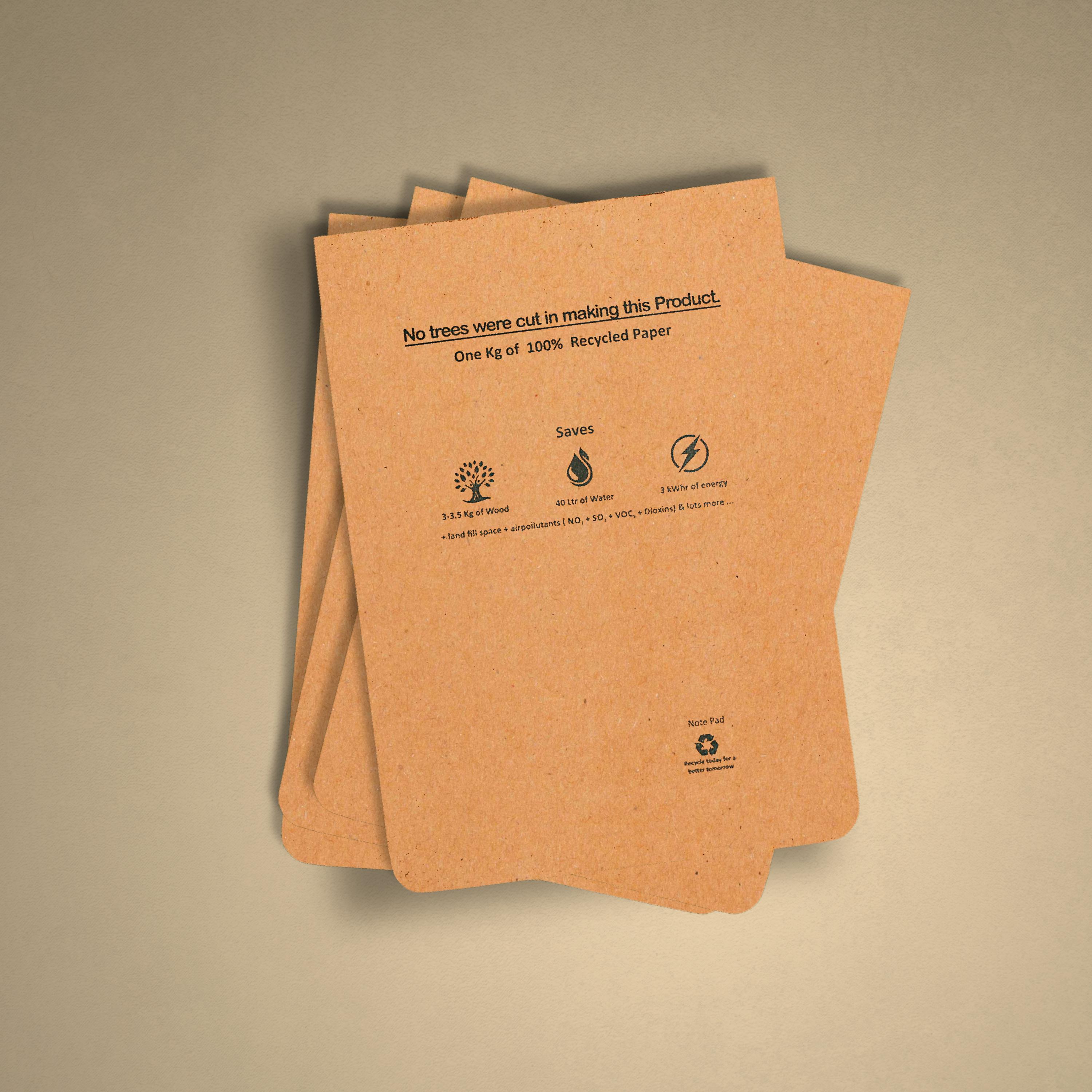 Kraft cover notebooks with recycled pages