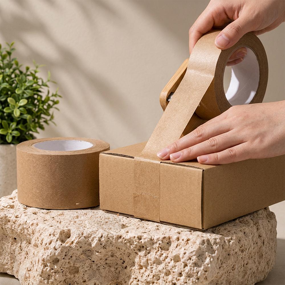 EkoScrib kraft paper tape sealing a cardboard box